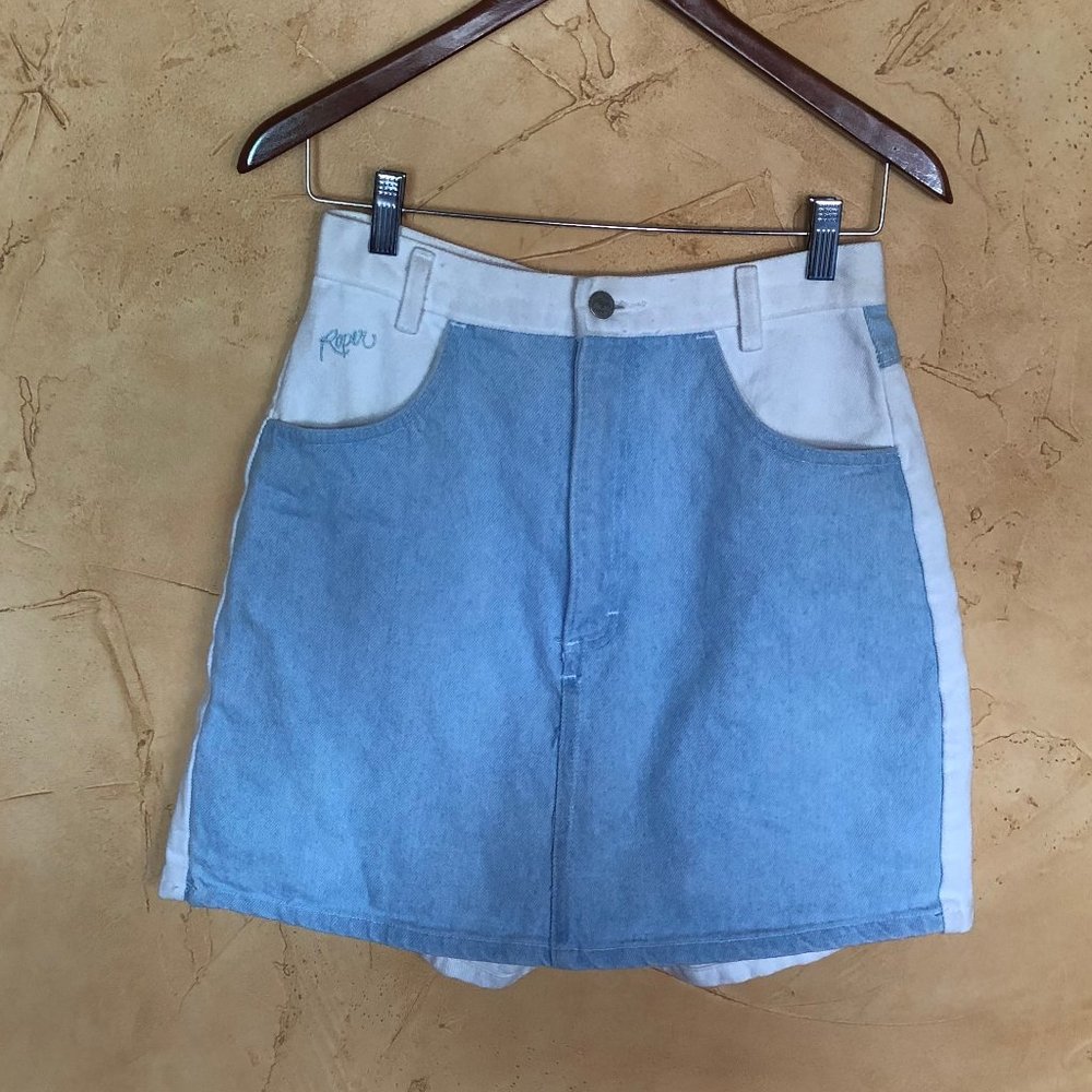 vintage skort blue jean and white